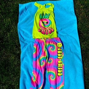 Justice just chill tie dye set pj